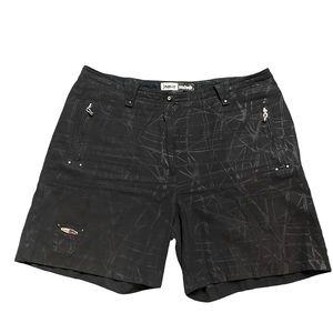 Women's Jamie Sadock Black High Rise Golf Shorts Size 14 Abstract Print Walking